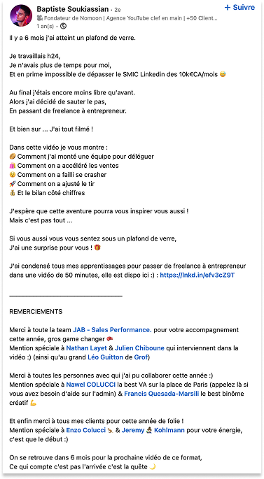 LinkedIn testimonial