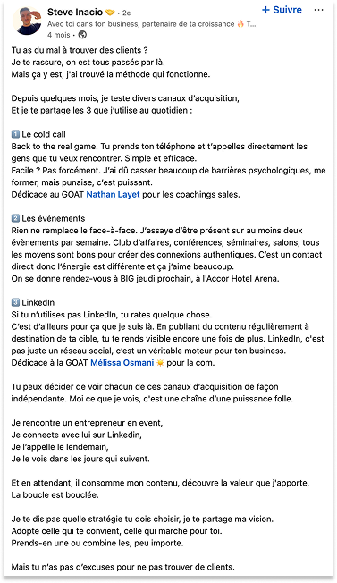 LinkedIn testimonial