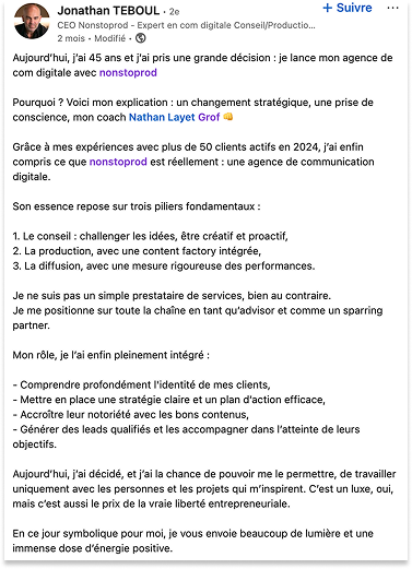 LinkedIn testimonial