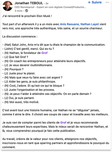 LinkedIn testimonial